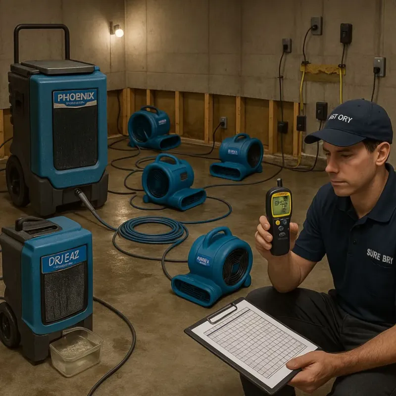 Structural Drying and Dehumidification process in Danvers, IL
